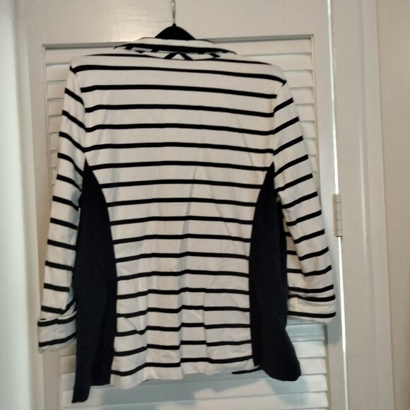 Navy and white striped Jacket size Large JM collection - Picture 2 of 5